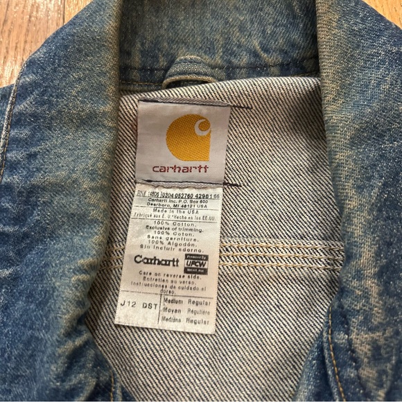 VTG Carhartt Trucker Denim Jacket J12DST Vintage Made in USA Y2K - M/L - Picture 8 of 15